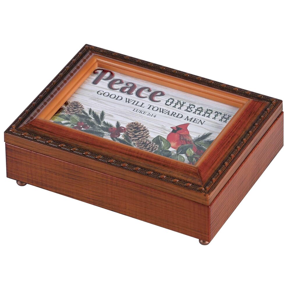 1693 Musical Christmas Trinket Photo Jewelry Box Plays Tune Silent Night 6